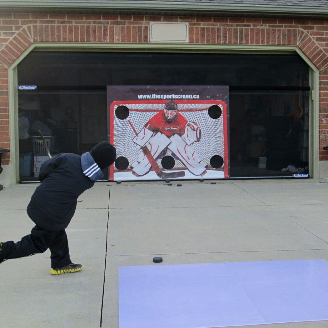 Sportscreen Manual Garage Door Screen W Detachable Hockey Target